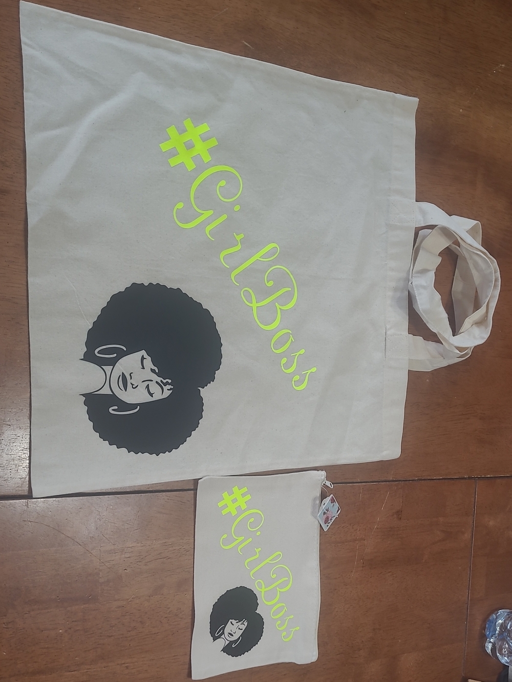 Canvas Tote and Pouch Set - "#GirlBoss"